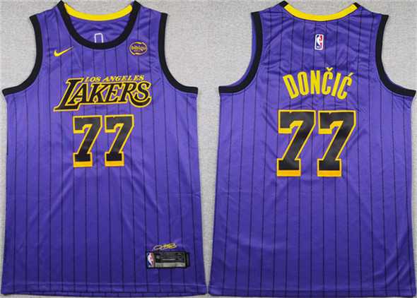 Men%27s Los Angeles Lakers #77 Luka Doncic Purple 2025 Stitched Jersey->new york knicks->NBA Jersey